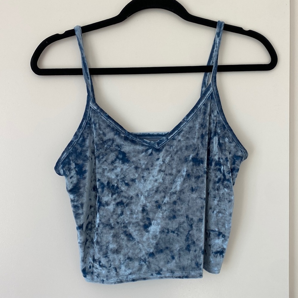 kimchi blue, M, light blue velvet cropped tank top